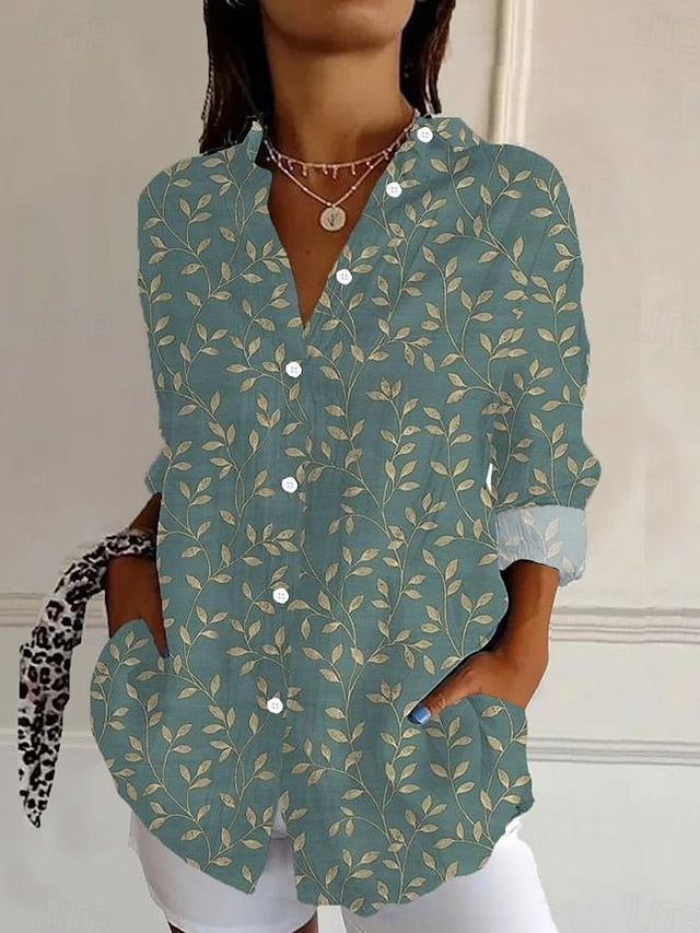 Women's Shirt Linen Like Breathable Lightweight Button Down