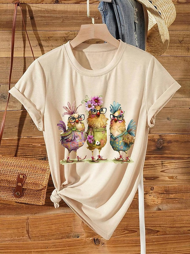 Women's T shirt Tee 100% Cotton  Daily Casual Short Sleeve
