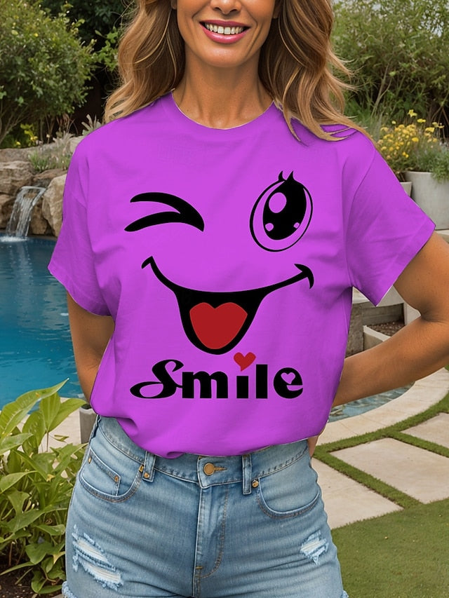 Women's T Shirt Print Heart Graphic Letter Vintage Stylish
