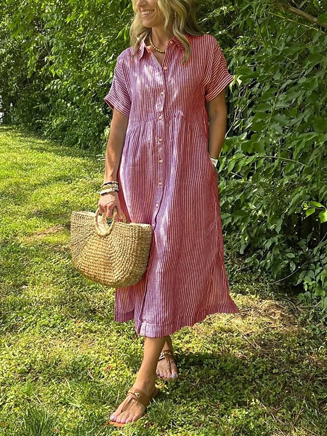 Women's Midi Dress A Line Dress Vacation Casual Outdoor
