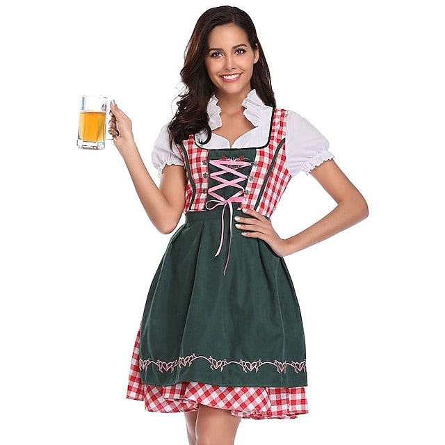 Couples Oktoberfest Beer Costume Blouse Shirt Dirndl Dress