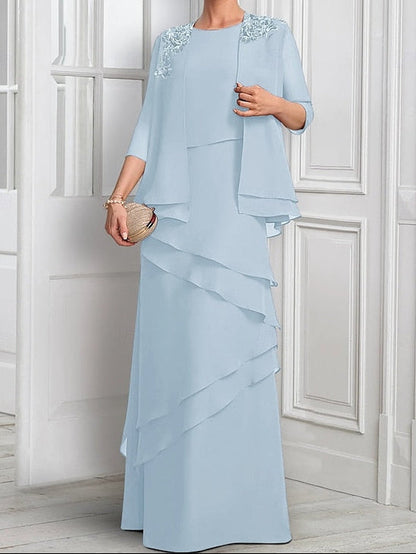 Formal Piece A-Line Elegant Two Bride Suit the of Mother Dress