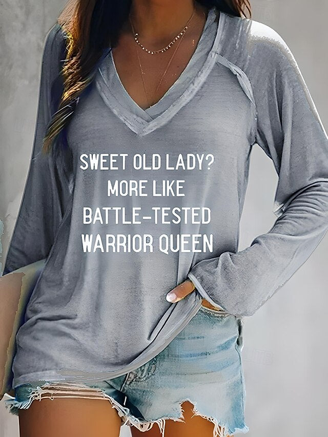 Women's T shirt Long Sleeve V Neck Long Sleeve Graphic