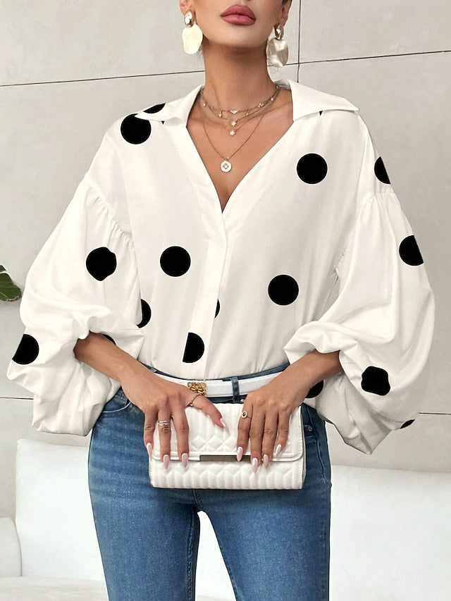 Women's Blouse Graphic Polka Dot Elegant Stylish Casual 3/4