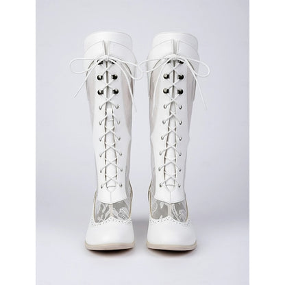White with Women's Lace Victorian-Style Lace-Up Boots
