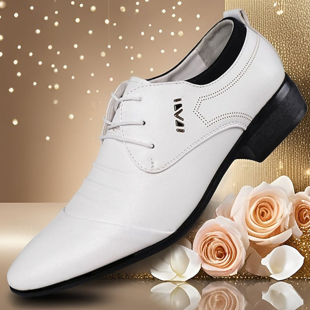 White Lace-Up Men's Shoes - Formal Elegant for