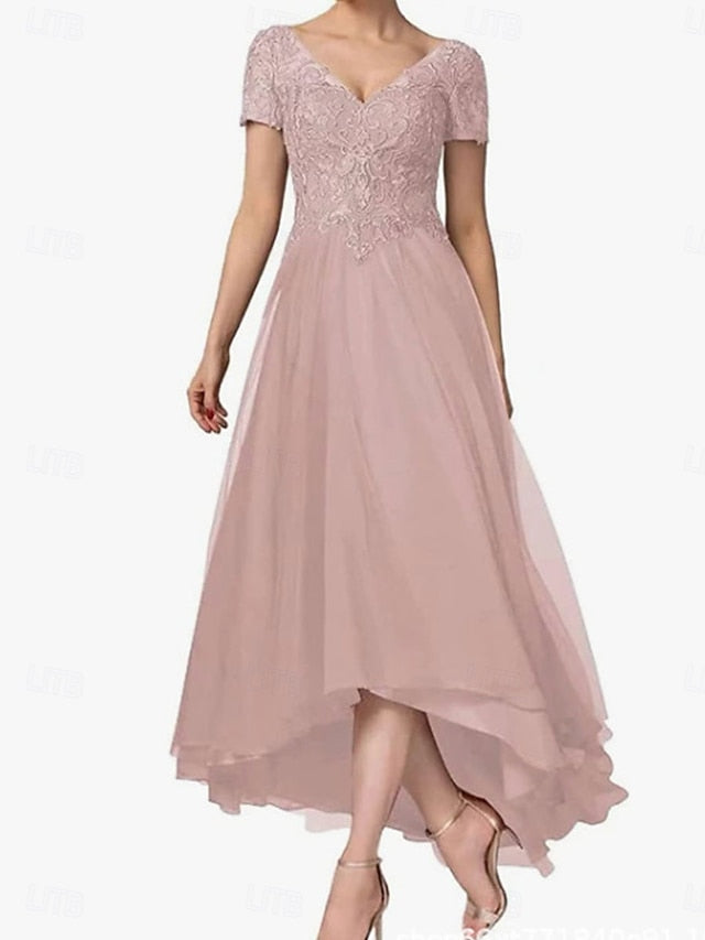V Asymmetrical A-Line Bride the Mother Neck of Dress Elegant