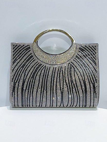 – Bag Round Evening Rhinestone Handle with Clutch Women's