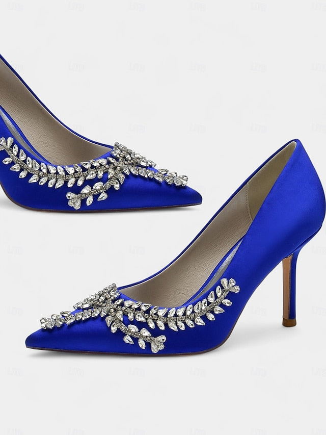 Women's Heels Rhinestone-Embellished Stiletto Satin –