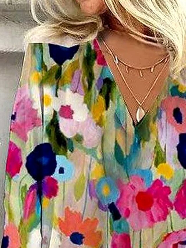 Women's Blouse Button Down Floral Graphic Stylish Beach