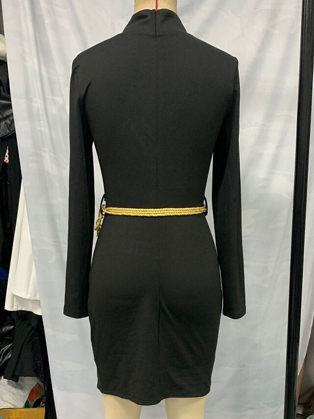 Women's Mini Dress Black Dress Sheath Dress Wrap Dress