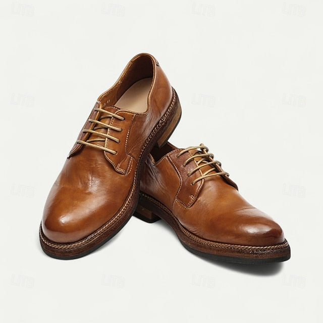 and Men's Tan Goodyear Derby Shoes Clean Leather Welt with