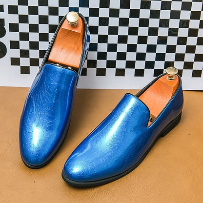 Shiny Loafers – Slip-On Metallic Men's Fashionable Gold