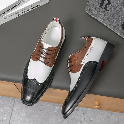 and Men's White Oxford Wingtip Shoes with Brown