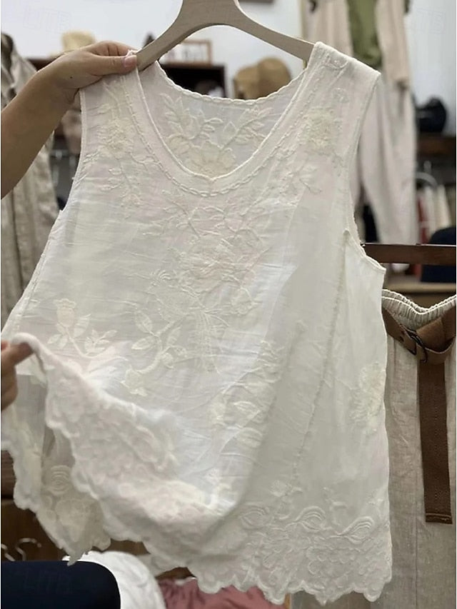 Women's Lace Shirt Solid Color Elegant Bohemia Vacation