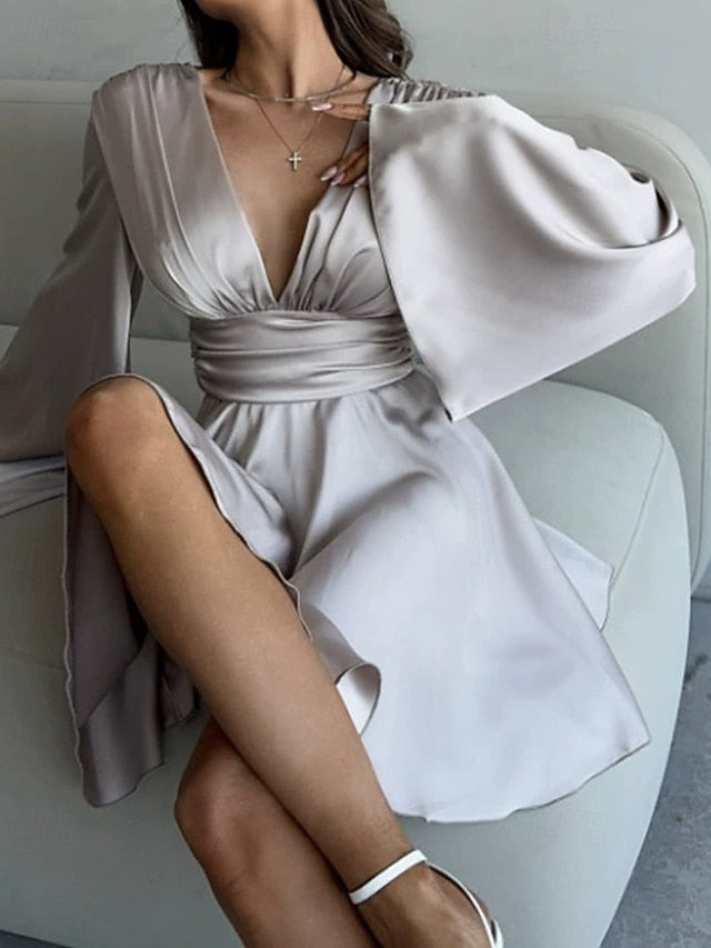 Women's Mini Dress Satin Dress Cocktail Dress Slip Dress