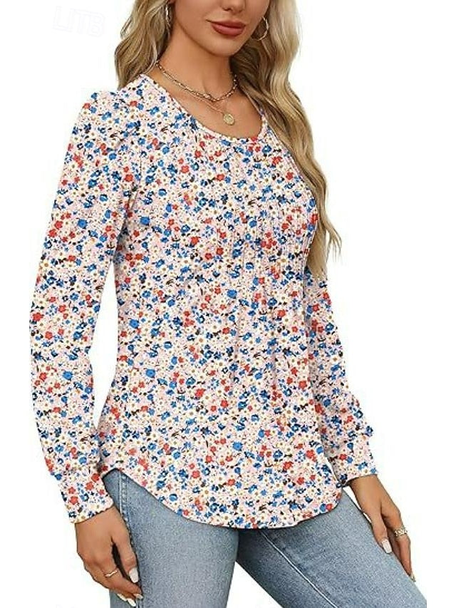 Women's Shirt Blouse Ruched Solid Color Basic Casual Long