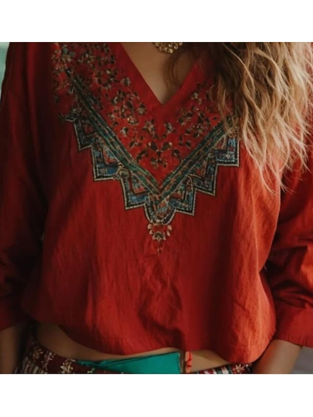Women's Blouse Print Floral Graphic Geometric Bohemia