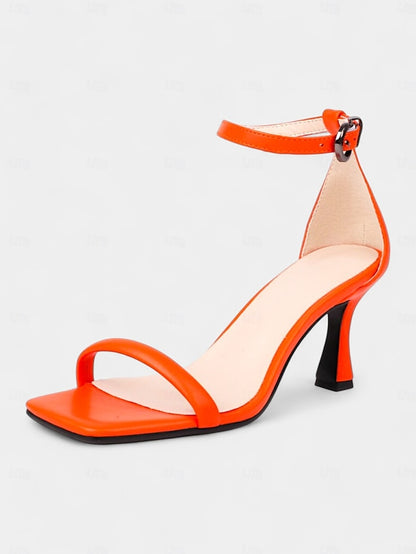 Strap - Sleek Ankle Minimalist Green for Women Sandals Mid-Heel