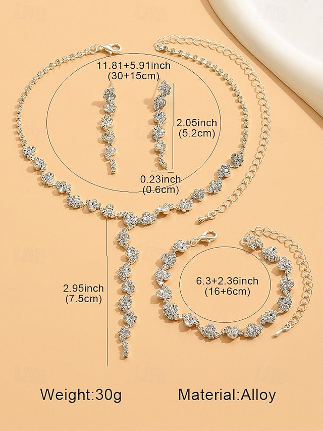 Jewelry Rhinestone Gold Set Necklace – Elegant