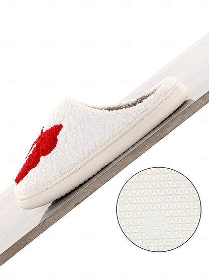 and - Soft with Red Slippers Design Bowknot White Women's