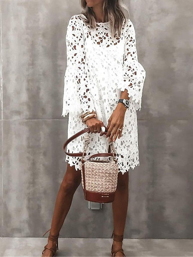Women's Mini Dress White Dress White Lace Wedding Dress
