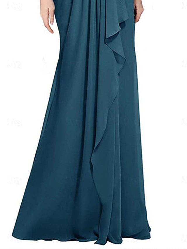 Dress of Mother Elegant Length A-Line Floor V the Neck Bride