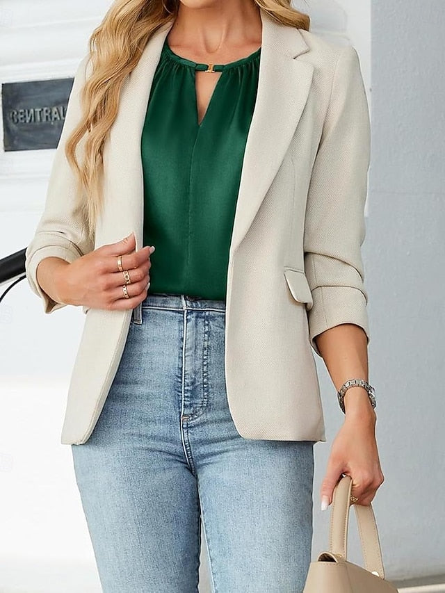 Women's Satin T Shirt Ruched Metal buckle Solid Color