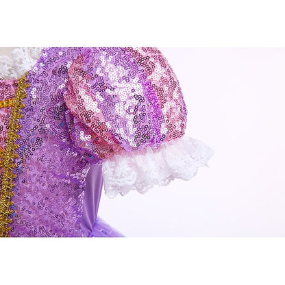 Princess Girl Dress Cosplay Rapunzel Flower Cloak