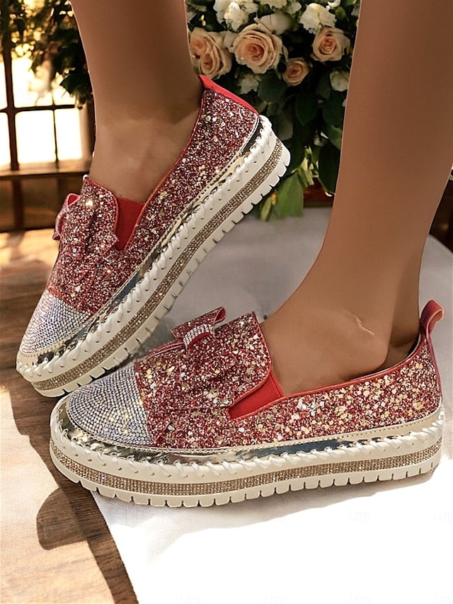 – Rhinestone Loafers Sparkling Glittery Women Slip-On for