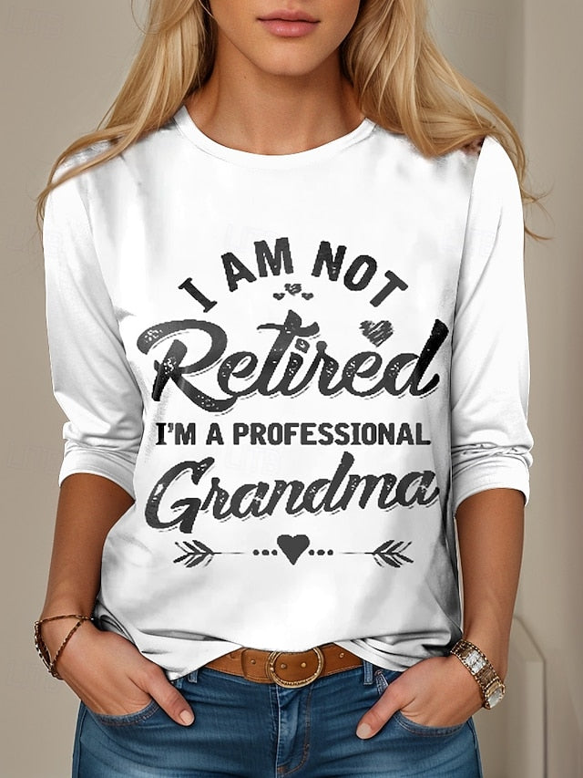 Women's T shirt Long Sleeve Letter Casual Long Sleeve Round