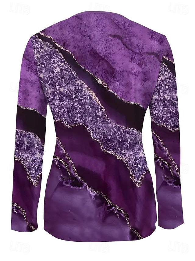 Women's T Shirt Quarter Zip Long Sleeve Casual Graphic