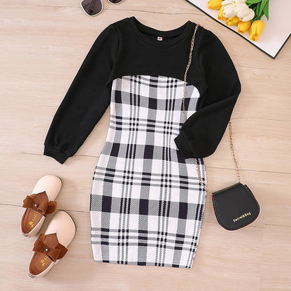 Dress Pieces Long Kids Block Set 2 Girls' Suits Color