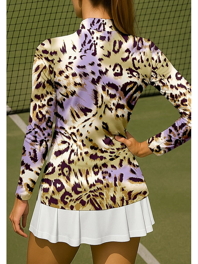 Women's Leopard Sport Shirt Golf Polo Shirt Tennis Shirt
