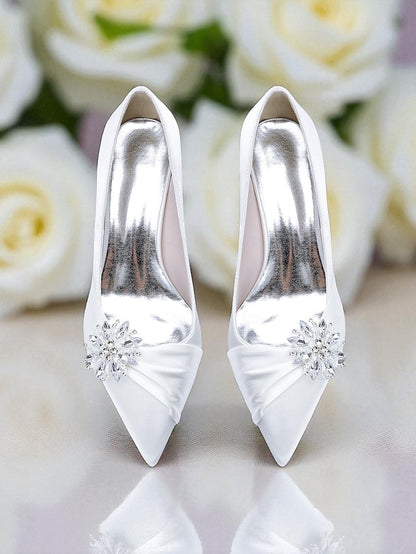 Crystal with Low Women's Pumps Heel White Block