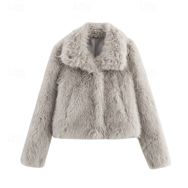 Furs Faux Coat Women's Buttons Comfortable Fur Warm