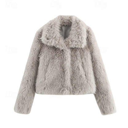 Furs Faux Coat Women's Buttons Comfortable Fur Warm