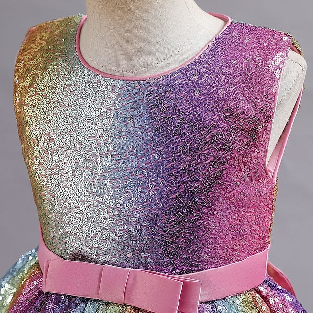 Sleeveless Dress Sequin Kids Wedding Party colour Girls'
