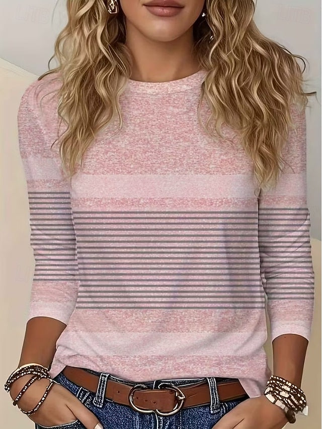 Women's T Shirt Print Graphic Geometric Striped Vintage