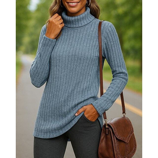 Women's Pullover Sweater Turtleneck Sweater Long Sleeve Top