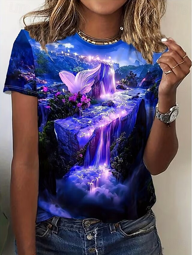Women's T Shirt Print Graphic Vintage Stylish Classic Short