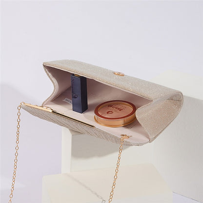 Clutch Elegant Evening Gold with Bag Metal Women's Glitter
