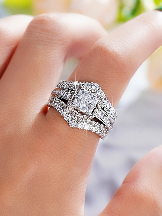 Cubic with Ring Zirconia Wedding Set Luxury