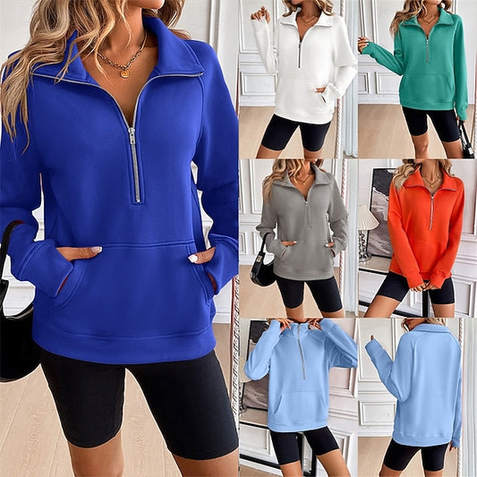 Sleeve Athleisure Sweatshirt Pocket Spring Women's Long Top