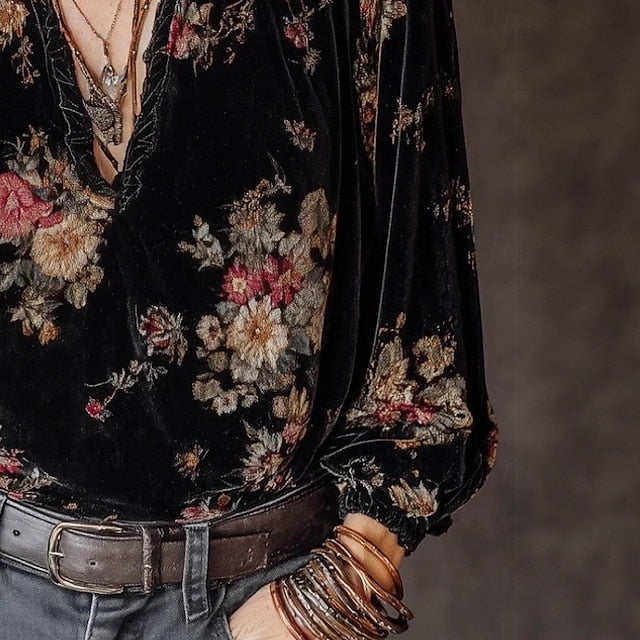 Women's Shirt Blouse Print Floral Stylish Basic Modern Long
