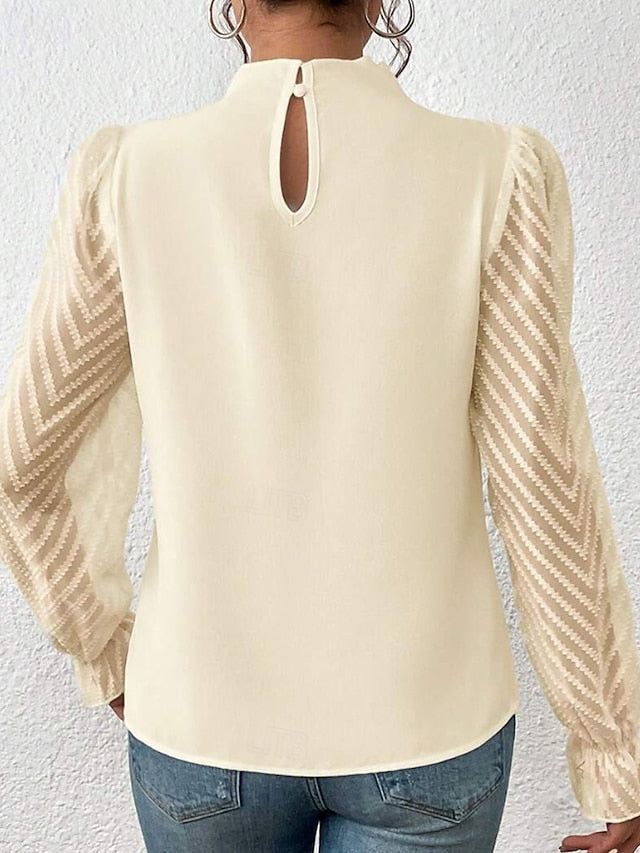 Women's Shirt Blouse Patchwork Plain Modern Casual Long