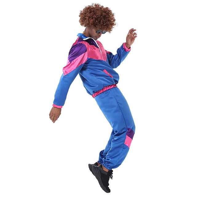 Retro Vintage 1980s Workout Outfits Cosplay Patchwork Fancy