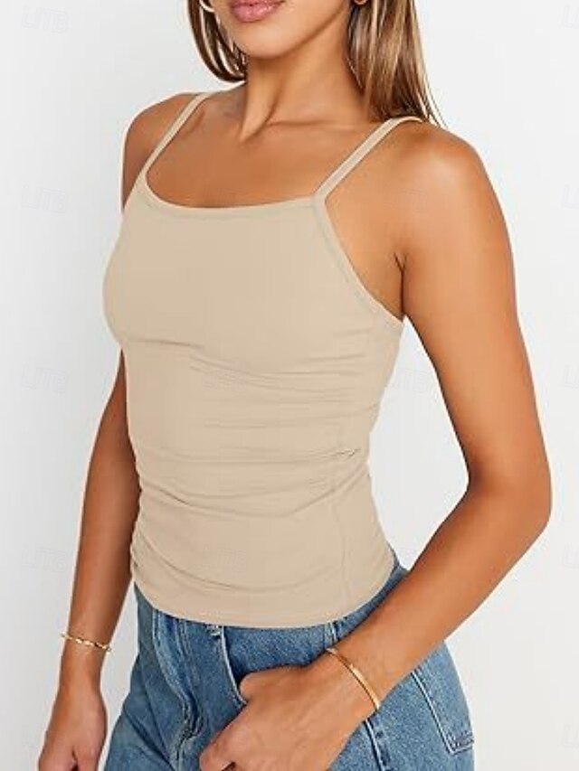 Women's Tank Top Sleeveless Shirt Tee Top Solid Color