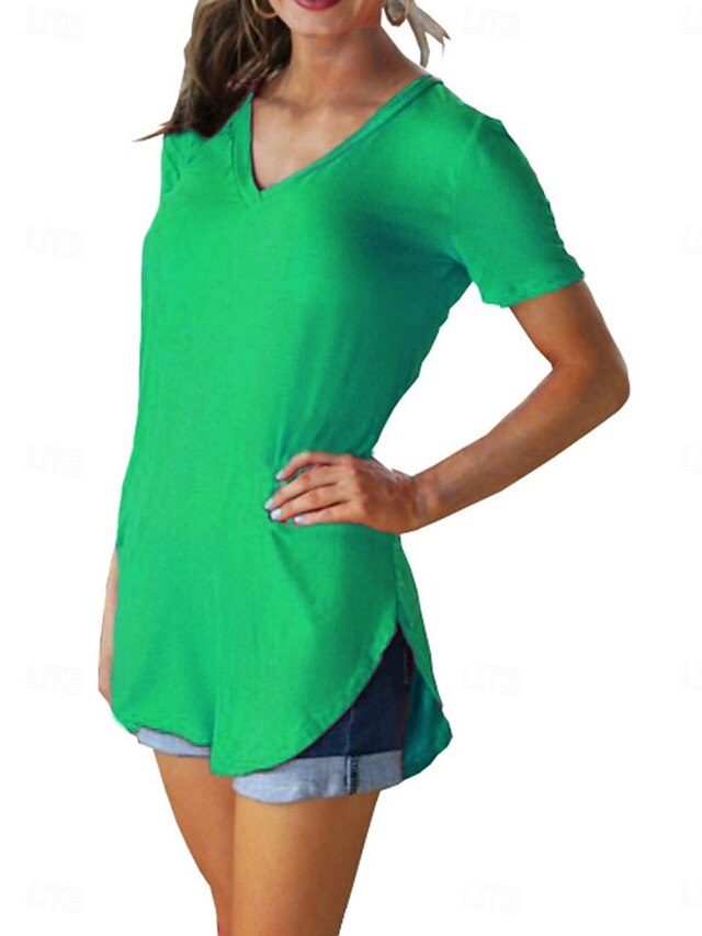 Women's T Shirt Tee Top Solid Color Fashion Basic Classic
