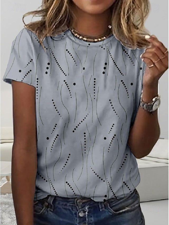 Women's T Shirt Print Striped Graphic Geometric Striped